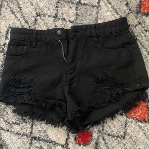 Shein High-waisted Black Denim Shorts